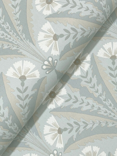 Tap Root Light Blue Floral Damask Wallpaper