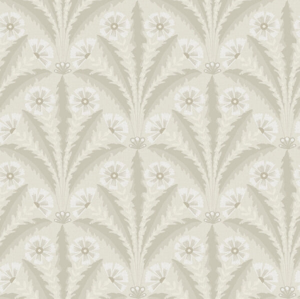 Tap Root Beige Floral Damask Wallpaper