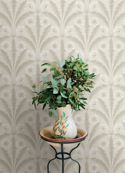 Tap Root Beige Floral Damask Wallpaper