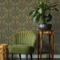 Tap Root Green Floral Damask Wallpaper