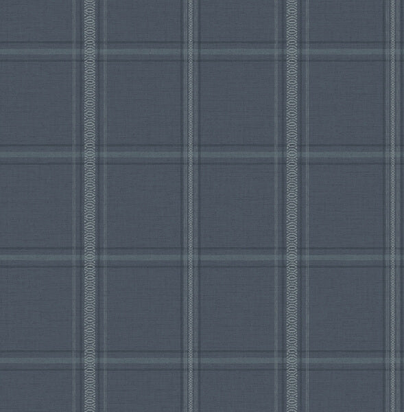 Auberge Dark Blue Plaid Wallpaper
