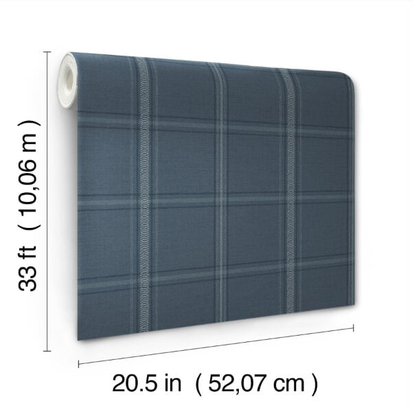 Auberge Dark Blue Plaid Wallpaper