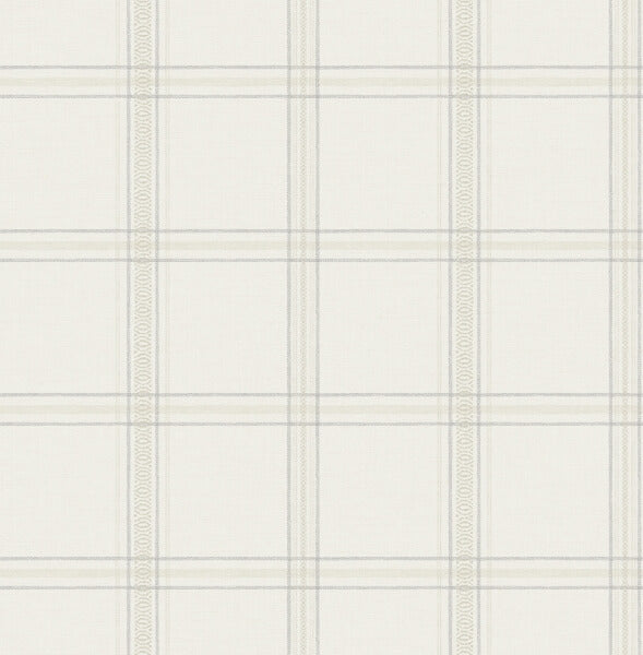 Auberge White Plaid Wallpaper