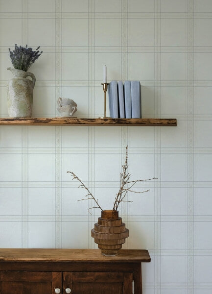 Auberge White Plaid Wallpaper