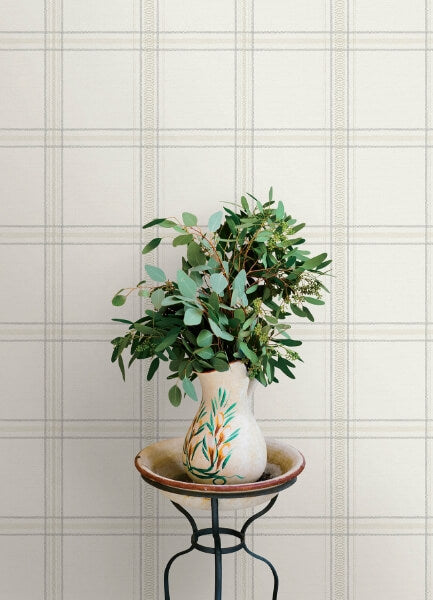 Auberge White Plaid Wallpaper
