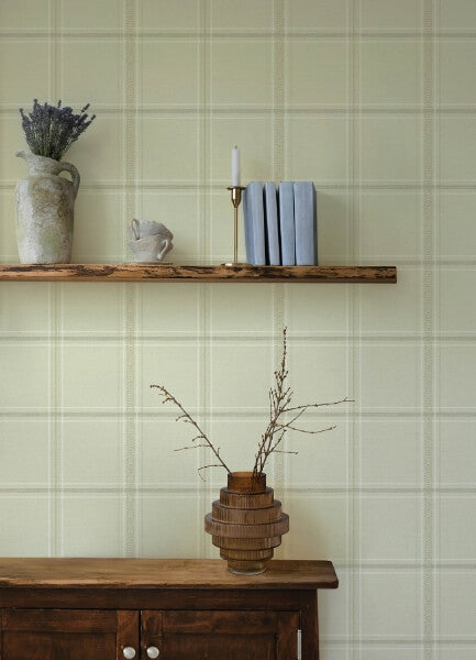 Auberge Ivory Plaid Wallpaper