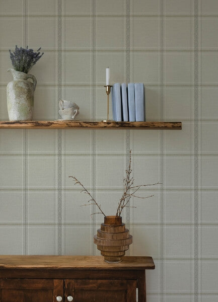 Auberge Taupe Plaid Wallpaper