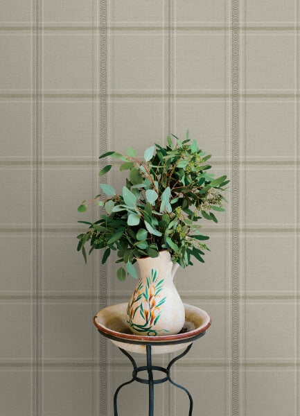 Auberge Taupe Plaid Wallpaper