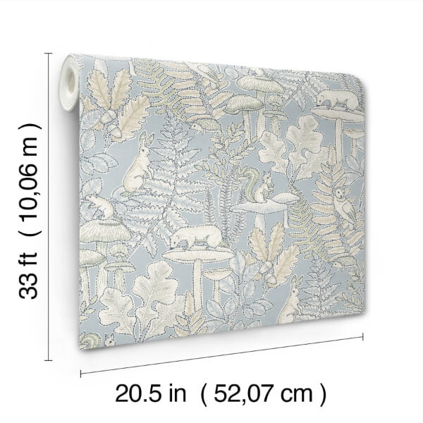 Holt Light Blue Woodland Wallpaper