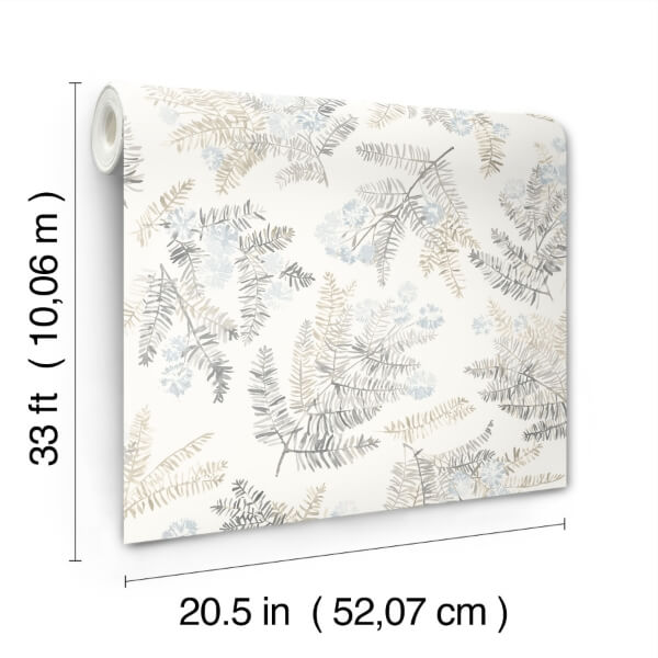Frith Light Blue Botanical Wallpaper