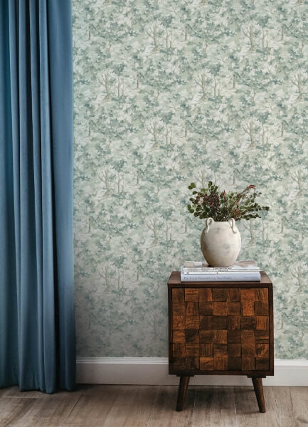 Thicket Teal Forest Wallpaper