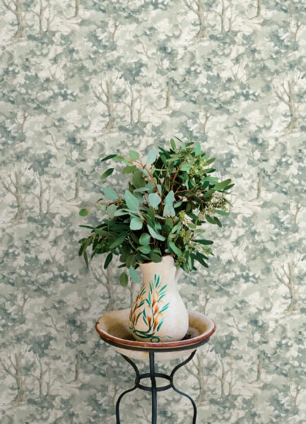 Thicket Teal Forest Wallpaper