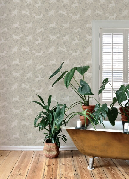 Revelry Taupe Forest Frolic Wallpaper