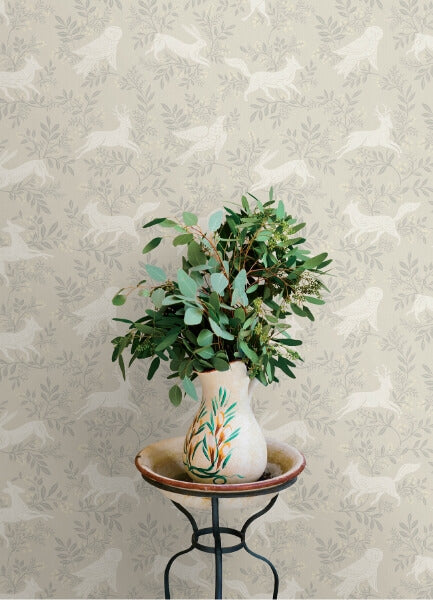 Revelry Taupe Forest Frolic Wallpaper