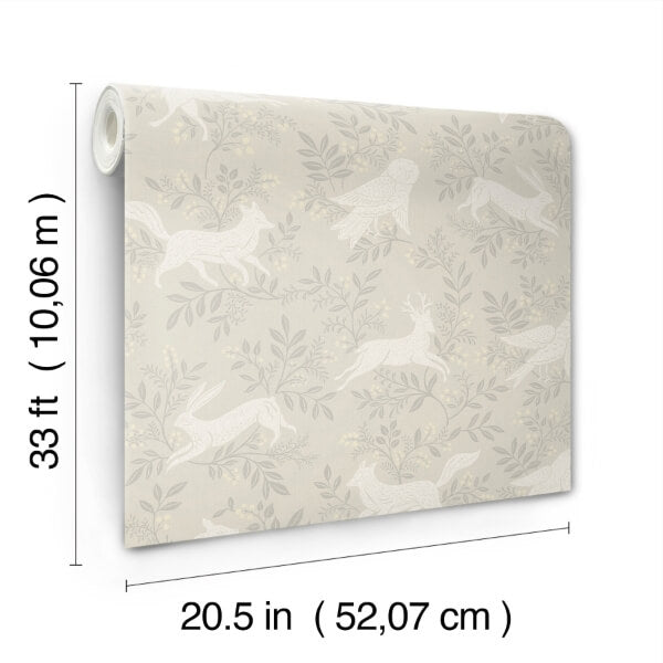 Revelry Taupe Forest Frolic Wallpaper