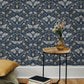 Mystic Moth Navy Forest Magic Wallpaper