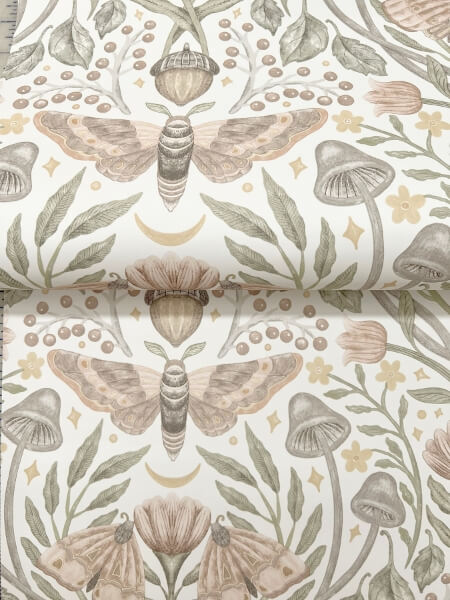 Mystic Moth Blush Forest Magic Wallpaper