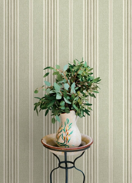 Calvados Moss Linen Stripe Wallpaper