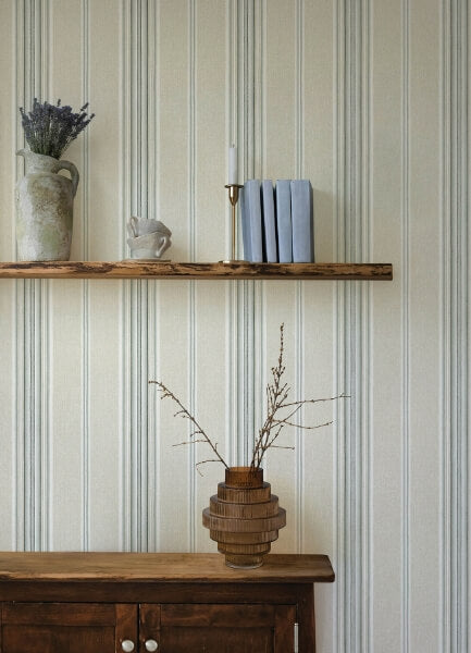 Calvados Turquoise Linen Stripe Wallpaper