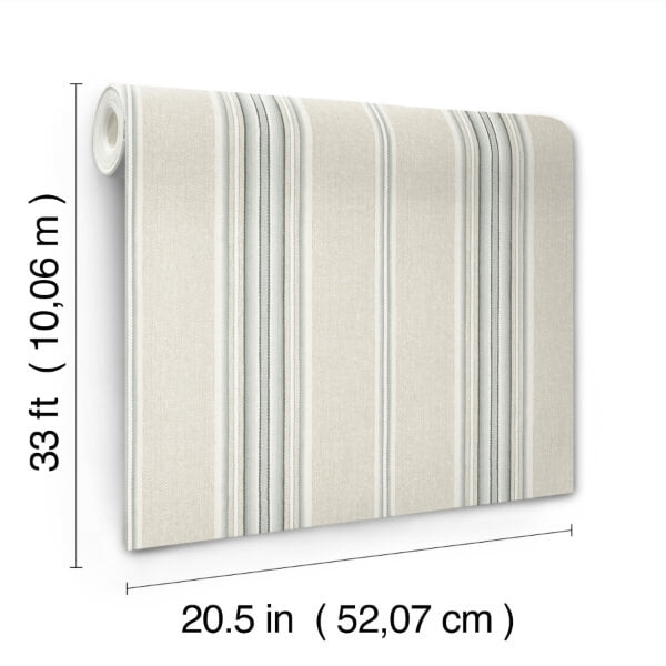 Calvados Turquoise Linen Stripe Wallpaper