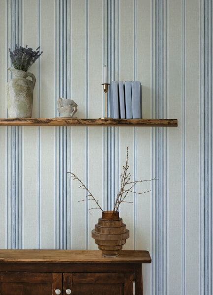 Calvados Blue Linen Stripe Wallpaper