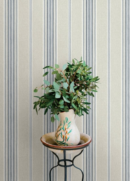 Calvados Blue Linen Stripe Wallpaper