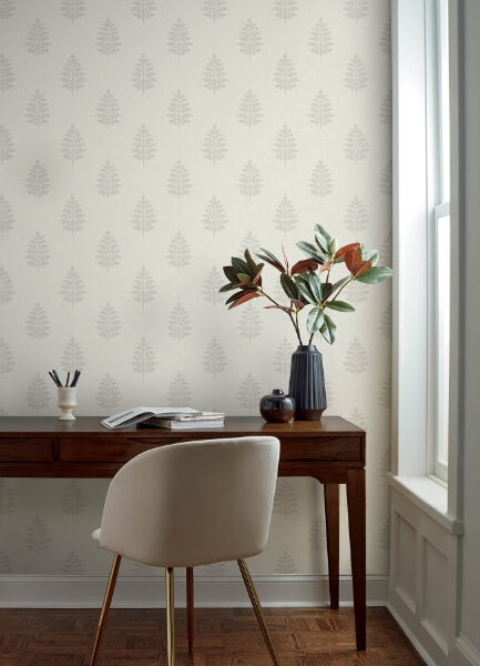 Frond Cream Leaf Wallpaper