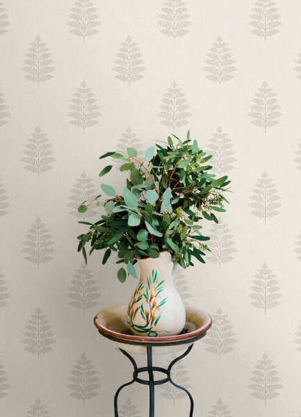 Frond Cream Leaf Wallpaper