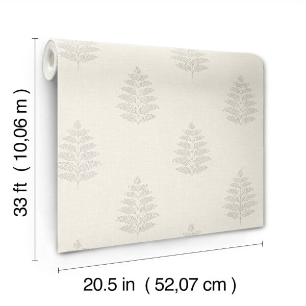 Frond Cream Leaf Wallpaper
