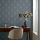 Frond Denim Leaf Wallpaper