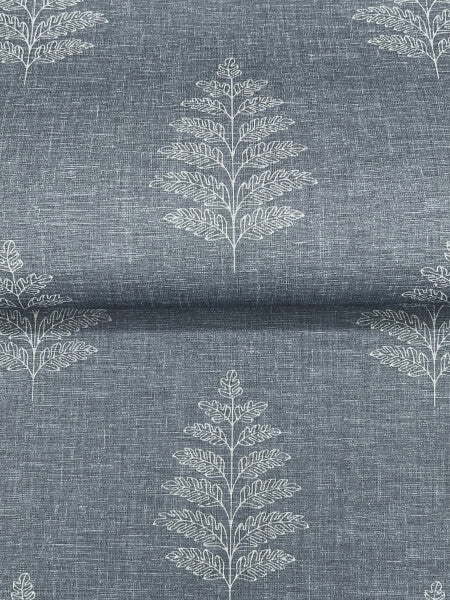 Frond Denim Leaf Wallpaper