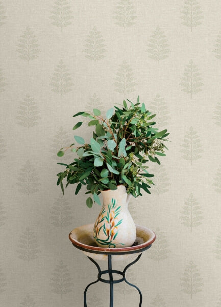 Frond Beige Leaf Wallpaper