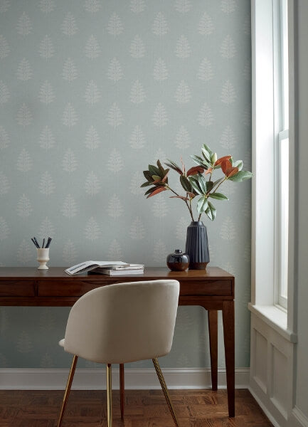 Frond Light Blue Leaf Wallpaper