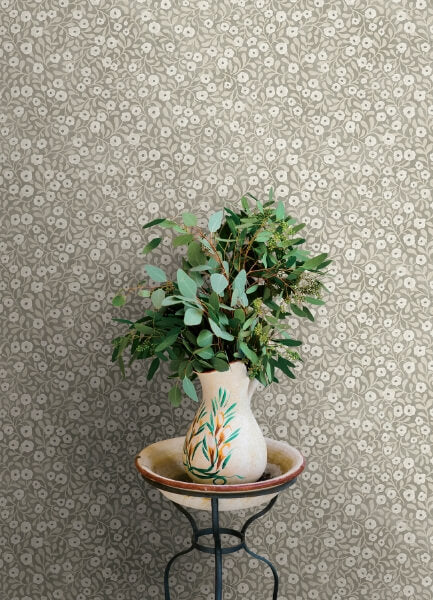 Poppy Trail Grey Floral Wallpaper