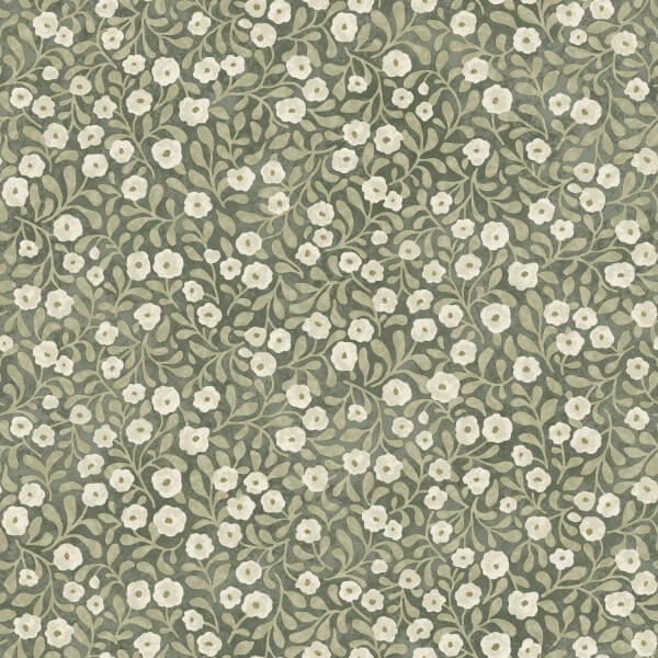 Poppy Trail Green Floral Wallpaper