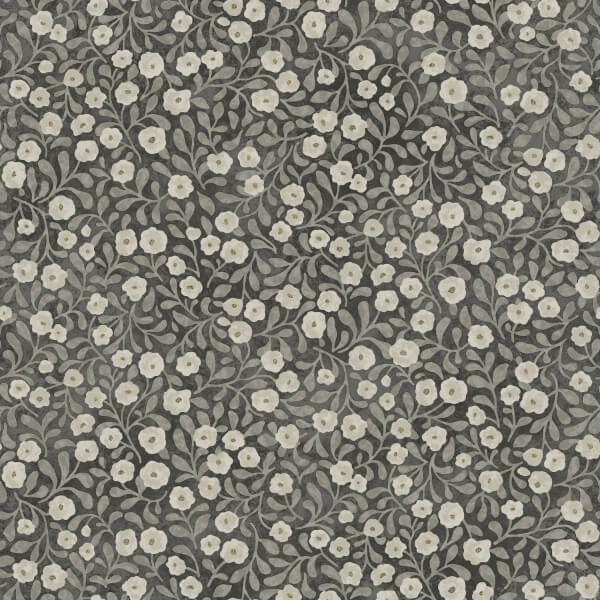 Poppy Trail Black Floral Wallpaper