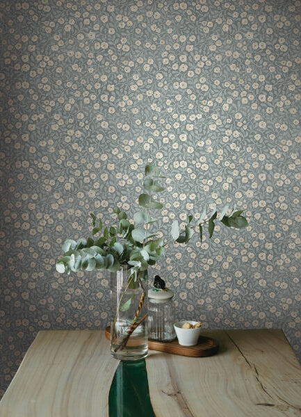 Poppy Trail Light Blue Floral Wallpaper