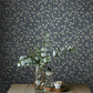 Poppy Trail Dark Blue Floral Wallpaper
