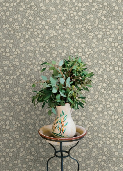 Poppy Trail Aqua Floral Wallpaper