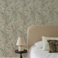 Tea Olive Green Finch Frolic Wallpaper