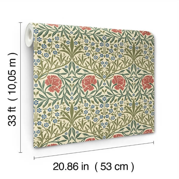 Oxford Union Green Floral Vines Wallpaper