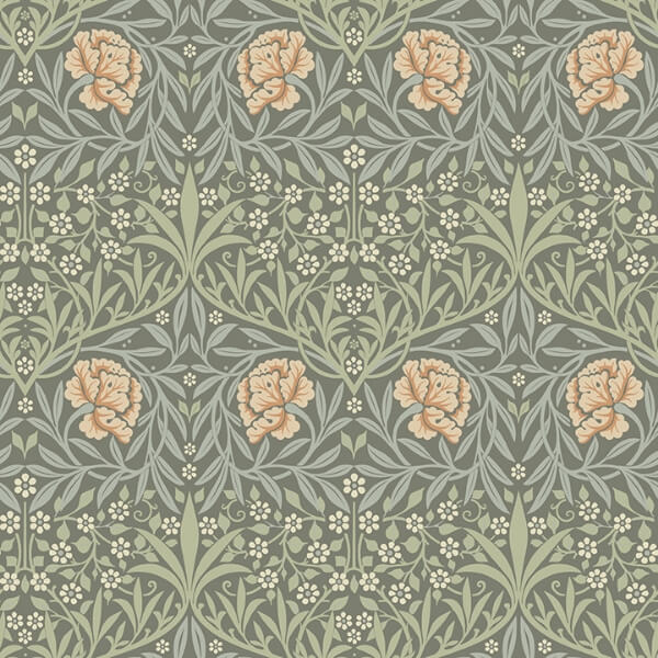 Oxford Union Grey Floral Vines Wallpaper