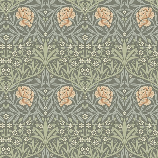 Oxford Union Grey Floral Vines Wallpaper