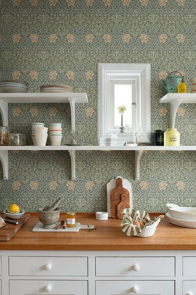 Oxford Union Grey Floral Vines Wallpaper