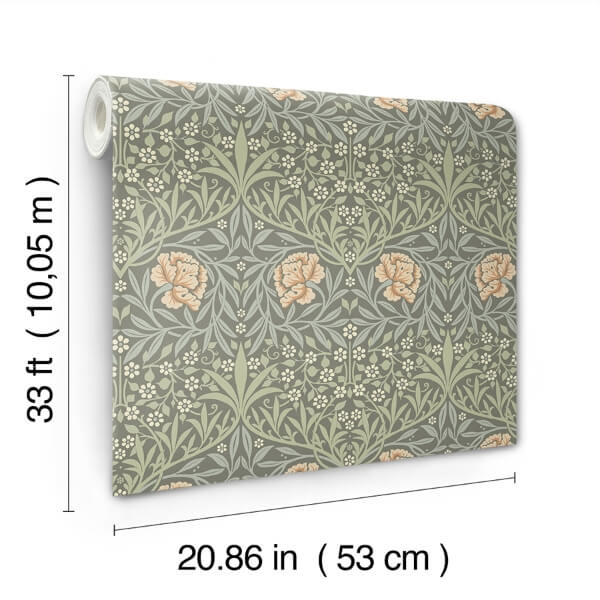 Oxford Union Grey Floral Vines Wallpaper