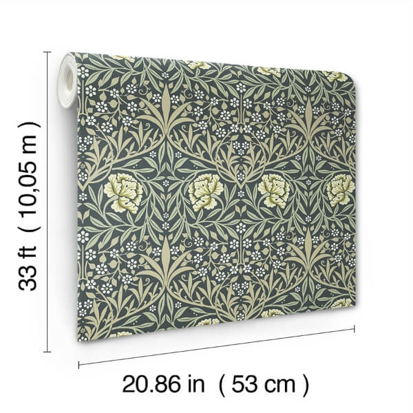 Oxford Union Sea Green Floral Vines Wallpaper