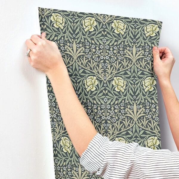 Oxford Union Sea Green Floral Vines Wallpaper