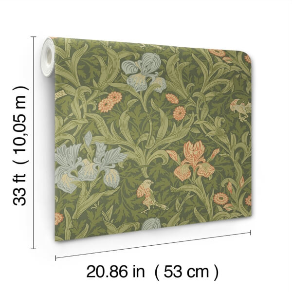 Iris Green Wild Gardens Wallpaper