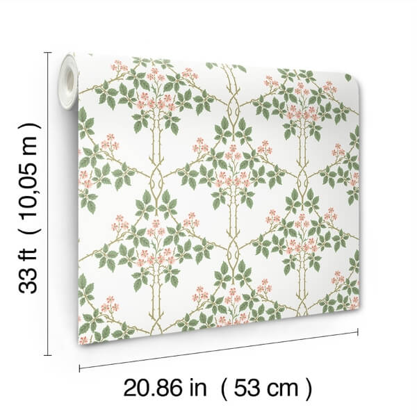 Blackberry Pink Vine Trellis Wallpaper
