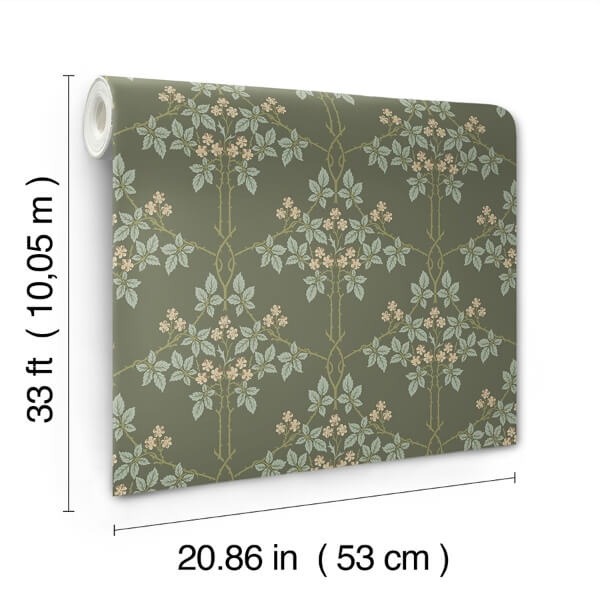 Blackberry Grey Vine Trellis Wallpaper